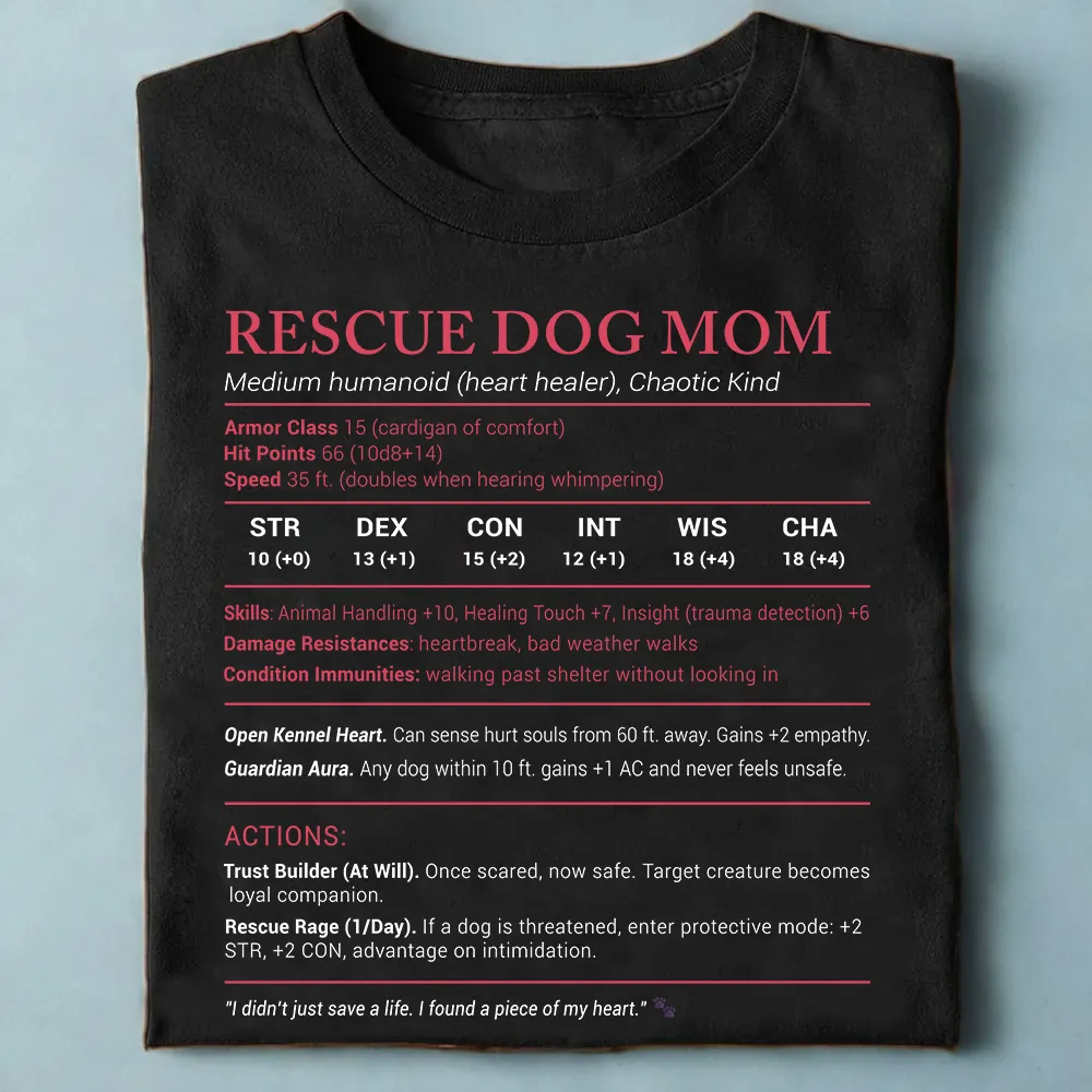 Rescue Dog Mom Stats Classic Unisex T-Shirt - 1