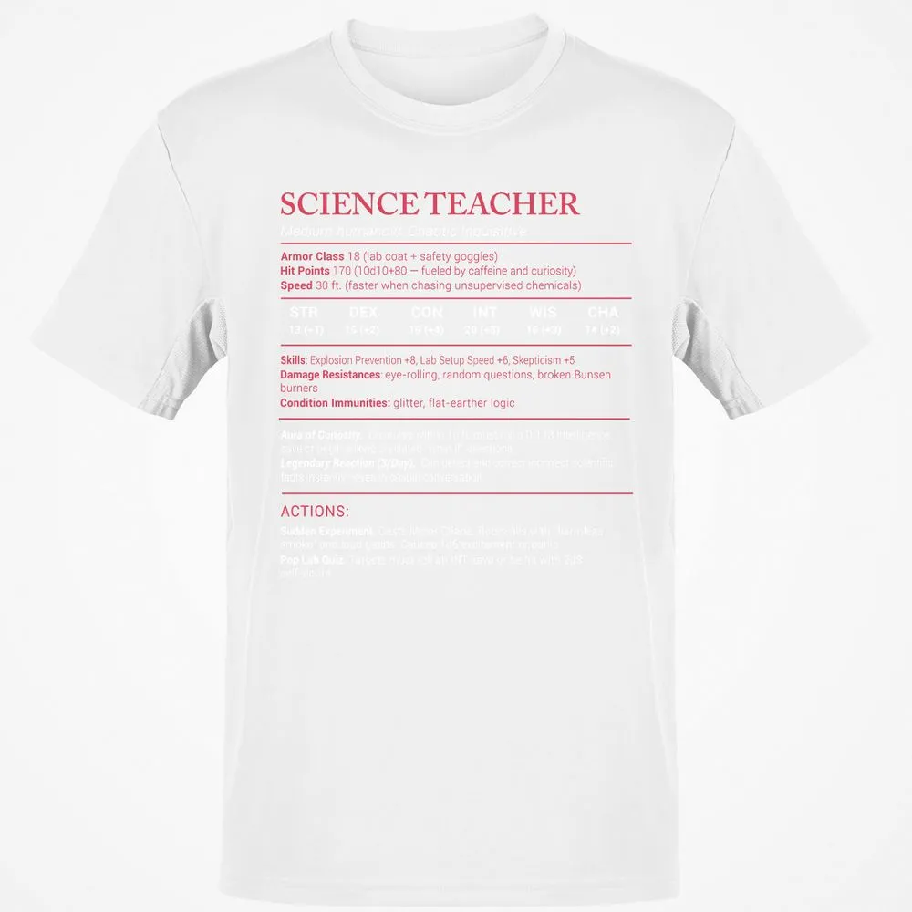 Science Teacher Stats Classic Unisex T-Shirt - White - 12