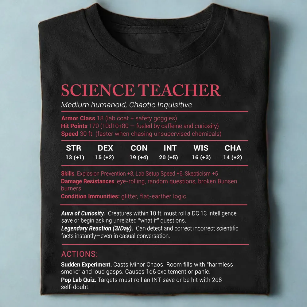 Science Teacher Stats Classic Unisex T-Shirt - 1