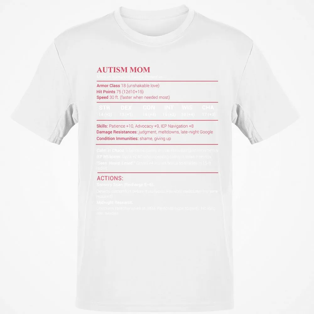 Autism Mom Stats Classic Unisex T-Shirt - White - 12