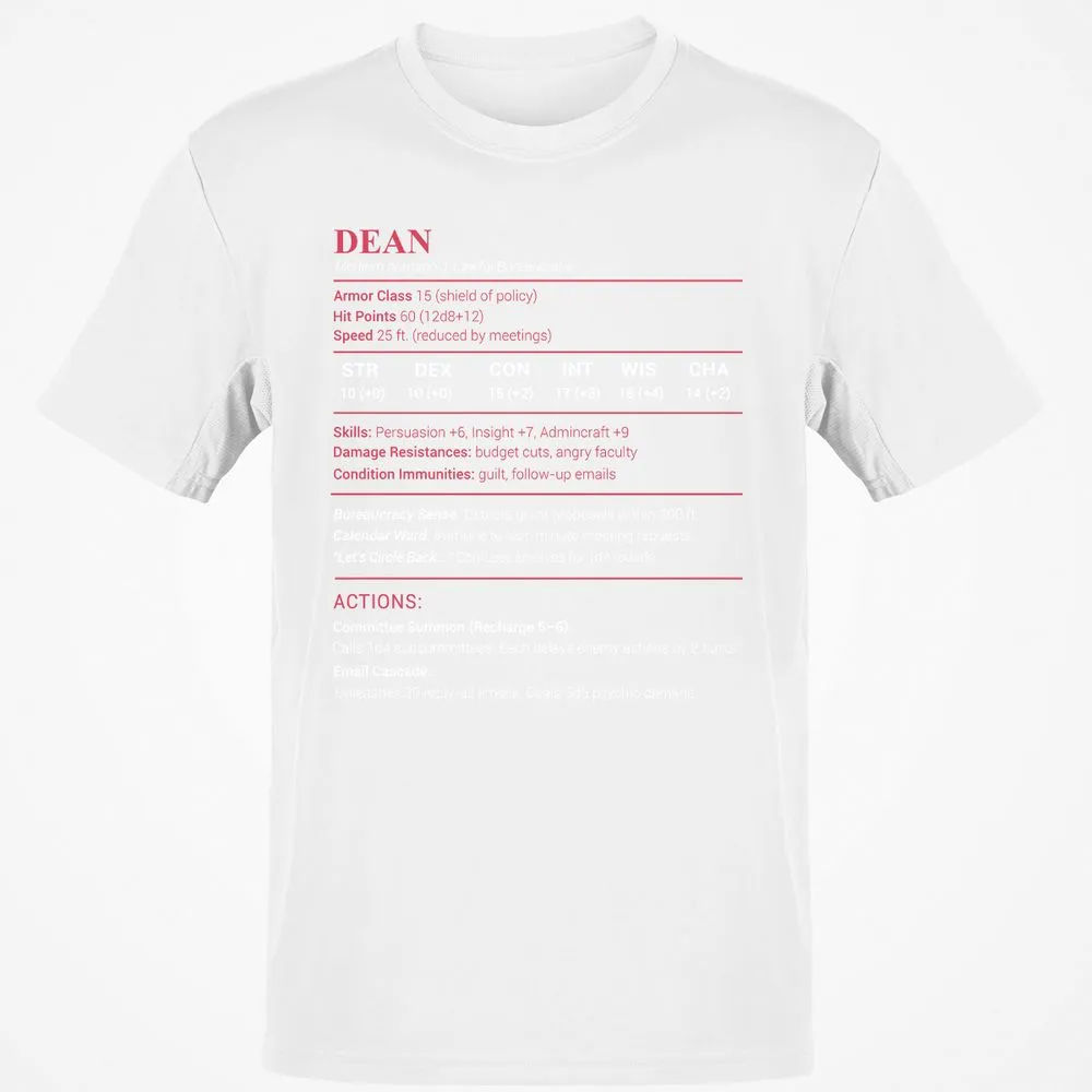 Dean Stats Classic Unisex T-Shirt - White - 12