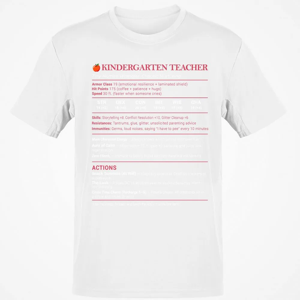 Kindergarten Teacher Stats Classic Unisex T-Shirt - White - 12