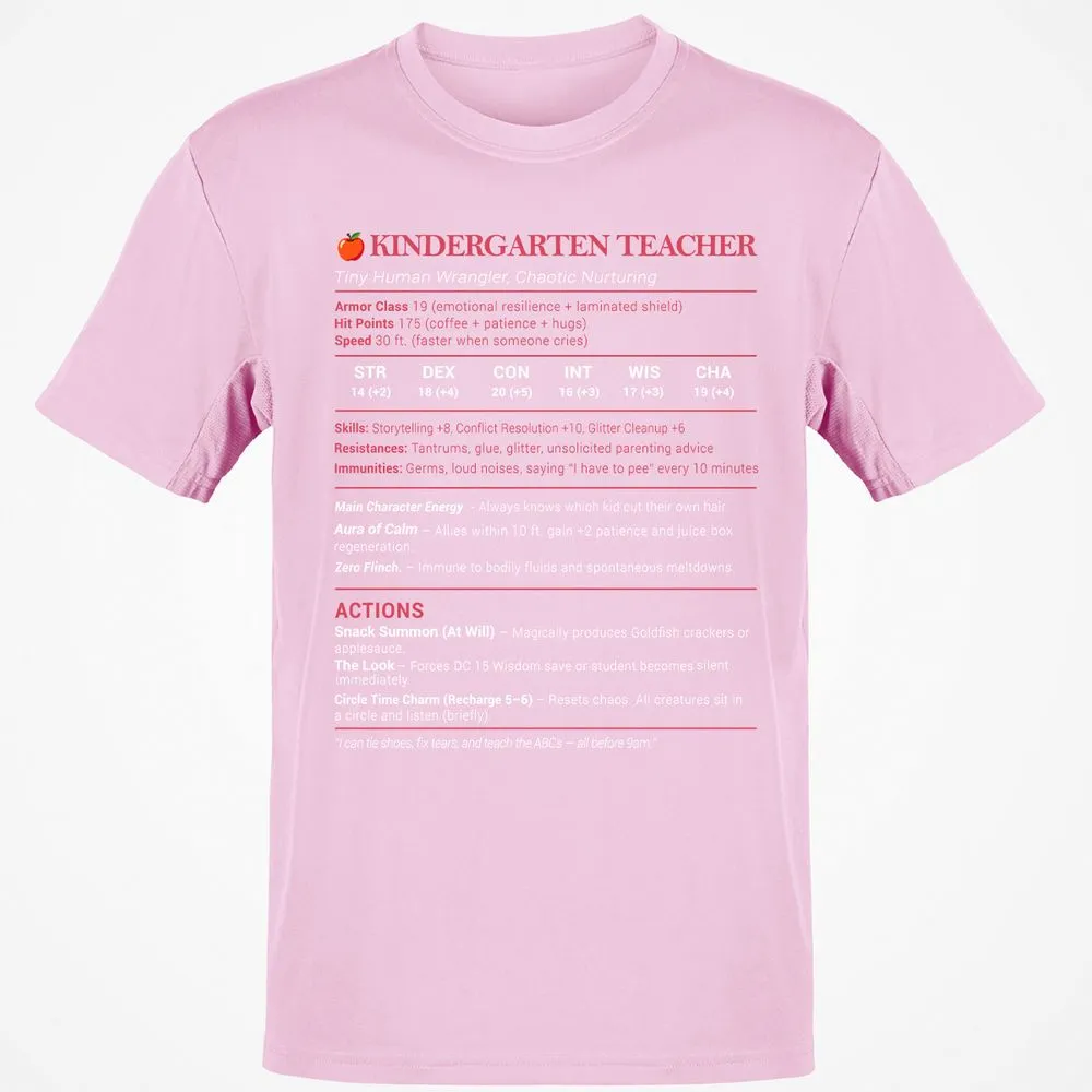 Kindergarten Teacher Stats Classic Unisex T-Shirt - Light Pink - 5