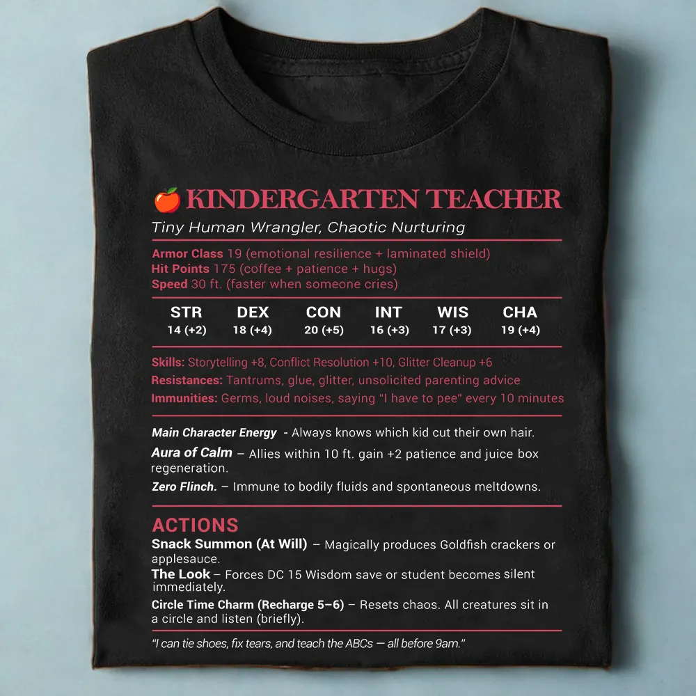 Kindergarten Teacher Stats Classic Unisex T-Shirt - 1