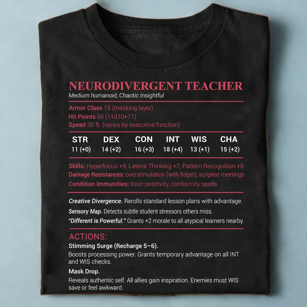 Neurodivergent Teacher Stats Classic Unisex T-Shirt - 1
