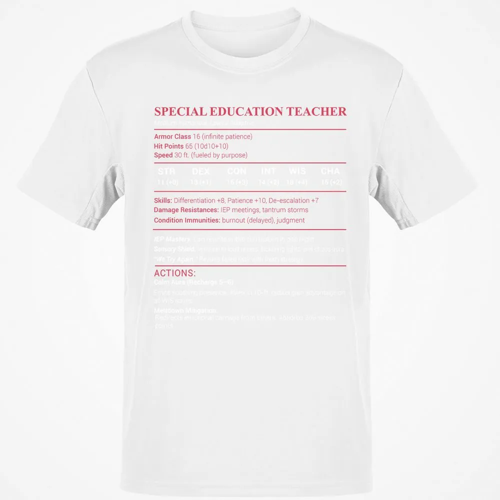 Special Edu Stats Classic Unisex T-Shirt - White - 12