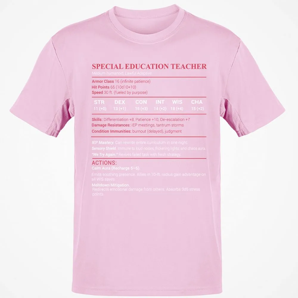 Special Edu Stats Classic Unisex T-Shirt - Light Pink - 5
