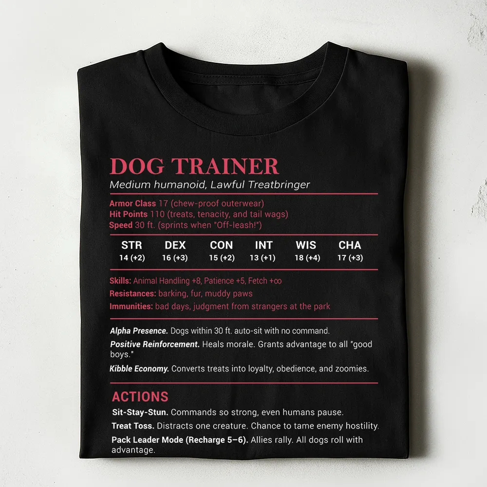 Dog Trainer Stats Classic Unisex T-Shirt - 1