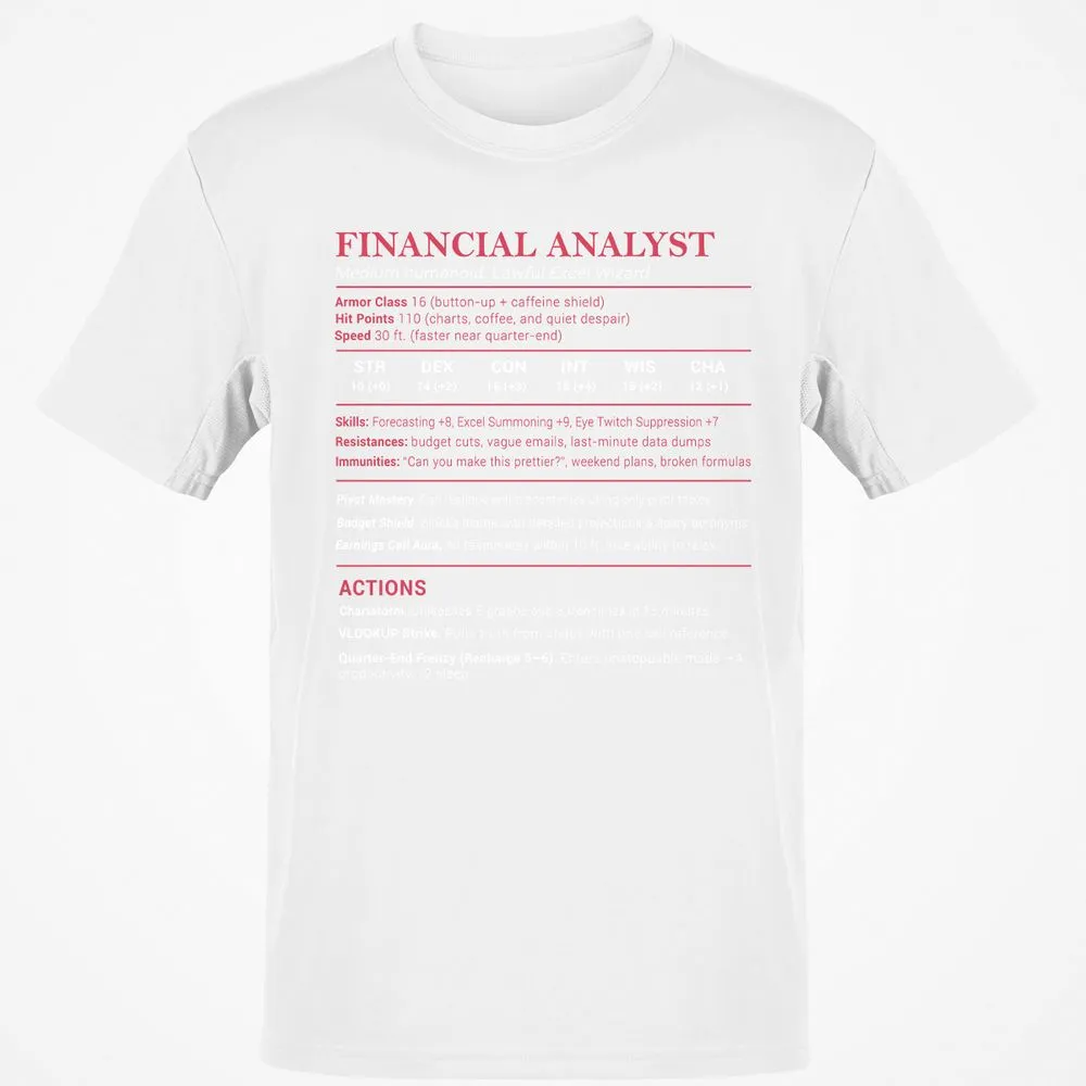 Financial Analyst Stats Classic Unisex T-Shirt - White - 12