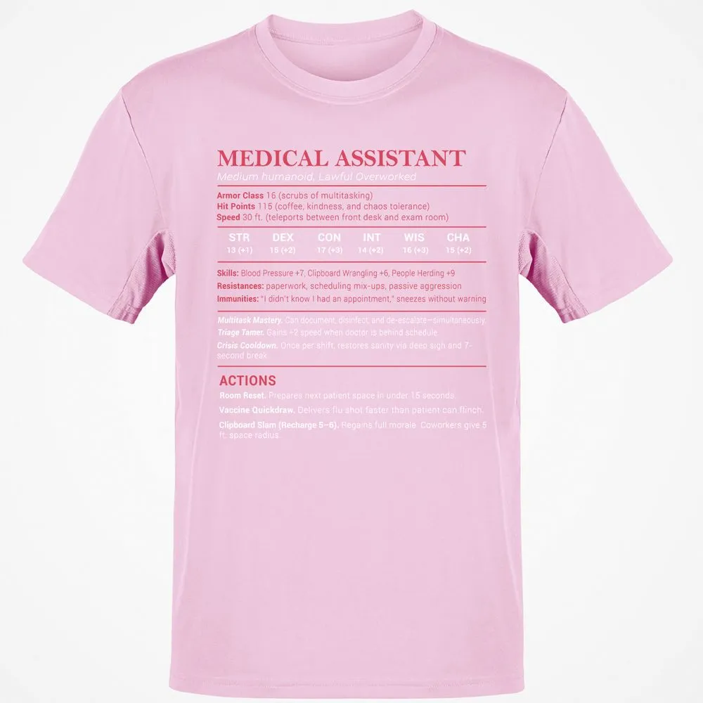 Medical Assistant Stats Classic Unisex T-Shirt - Light Pink - 5