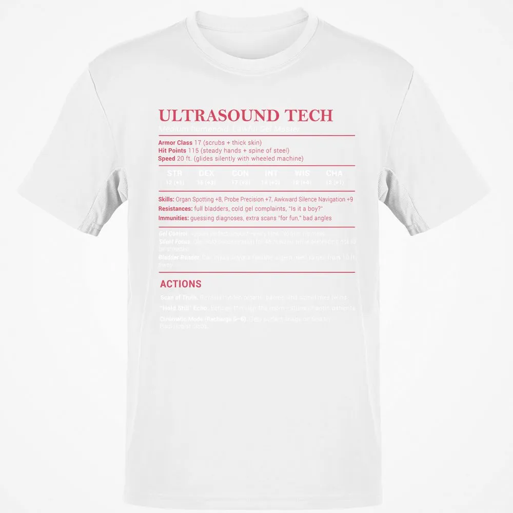 Ultrasound Tech Stats Classic Unisex T-Shirt - White - 12