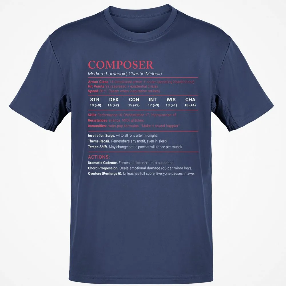 Composer Stats Classic Unisex T-Shirt - Navy - 7