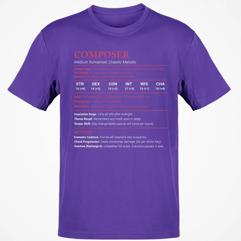 Composer Stats Classic Unisex T-Shirt - Purple - 9
