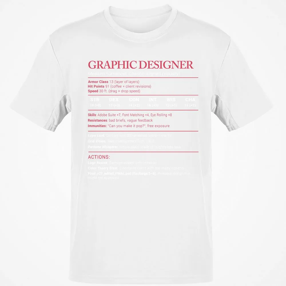 Graphic Designer Stats Classic Unisex T-Shirt - White - 12