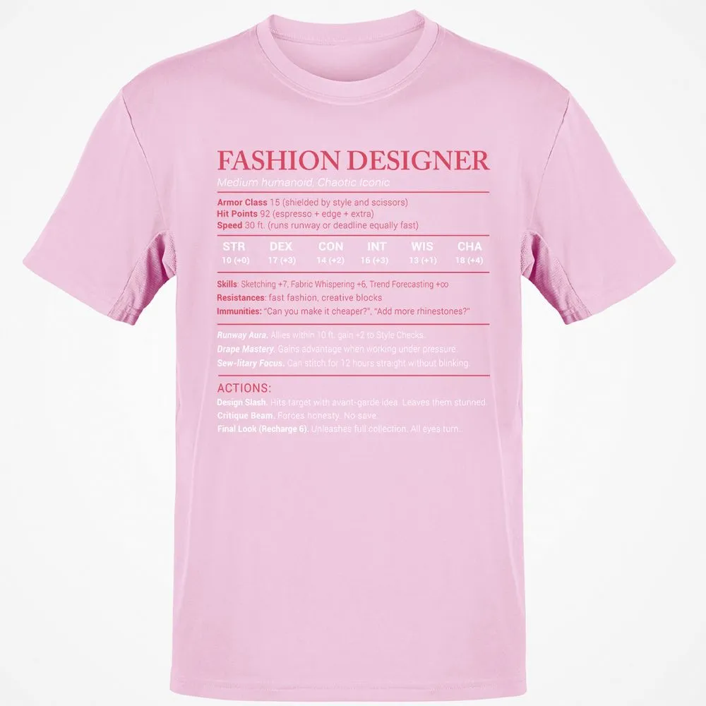Fashion Designer Stats Classic Unisex T-Shirt - Light Pink - 5