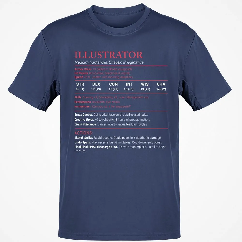 Illustrator Stats Classic Unisex T-Shirt - Navy - 7