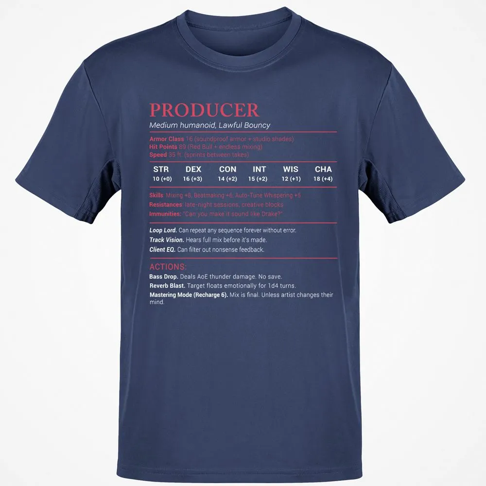 Producer Stats Classic Unisex T-Shirt - Navy - 7
