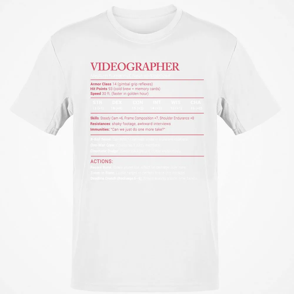 Videographer Stats Classic Unisex T-Shirt - White - 12