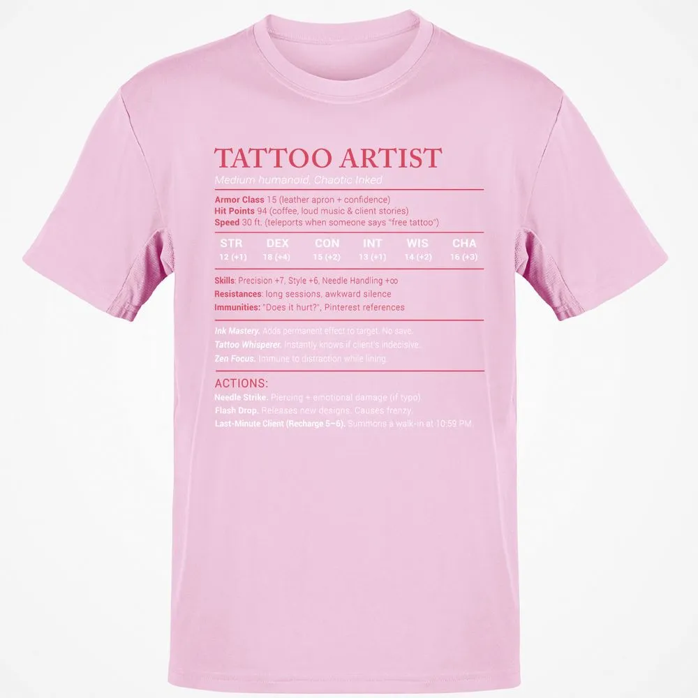 Tattoo Artist Stats Classic Unisex T-Shirt - Light Pink - 5