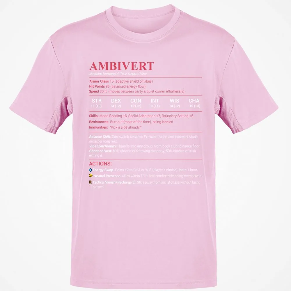 Ambivert Stats Classic Unisex T-Shirt - Light Pink - 5