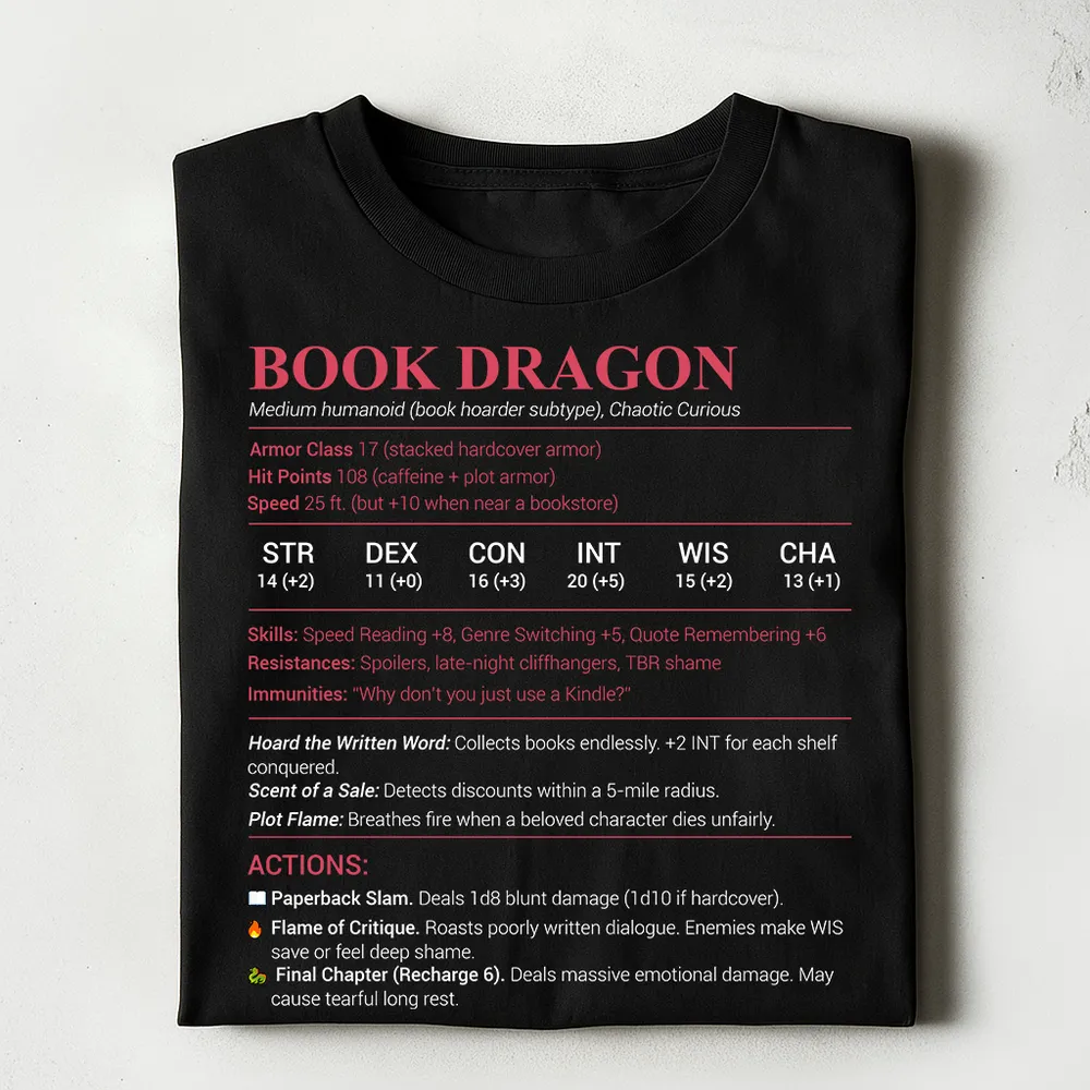 Book Dragon Stats Classic Unisex T-Shirt - 1