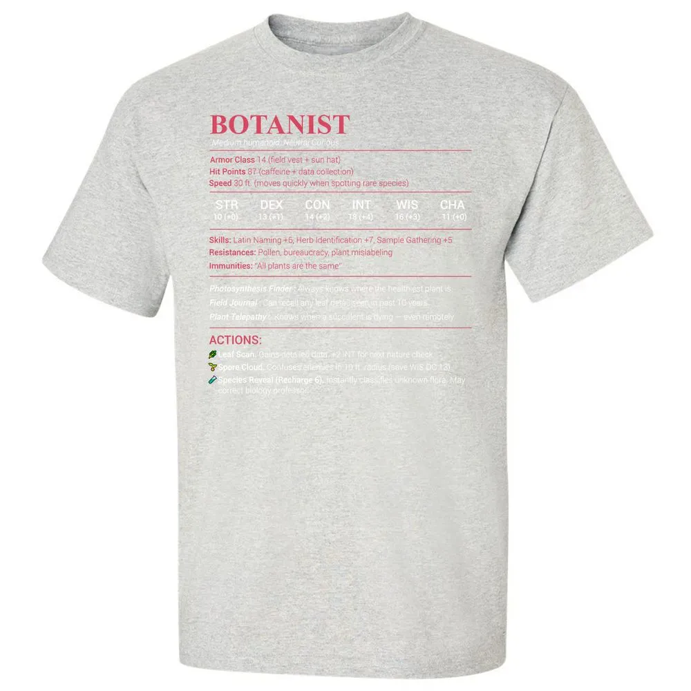Botanist Stats Classic Unisex T-Shirt - Ash - 2