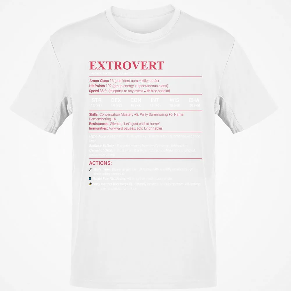Extrovert Stats Classic Unisex T-Shirt - White - 12