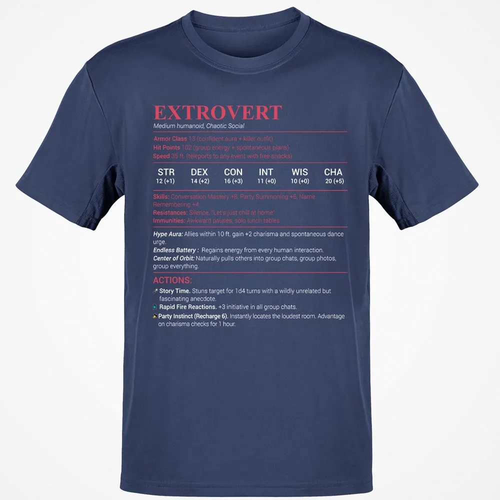 Extrovert Stats Classic Unisex T-Shirt - Navy - 7