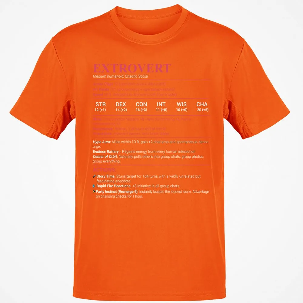 Extrovert Stats Classic Unisex T-Shirt - Orange - 8