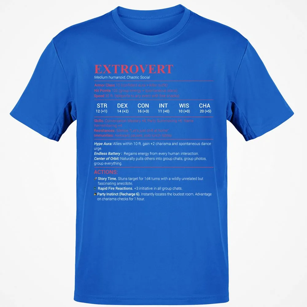 Extrovert Stats Classic Unisex T-Shirt - Royal - 11