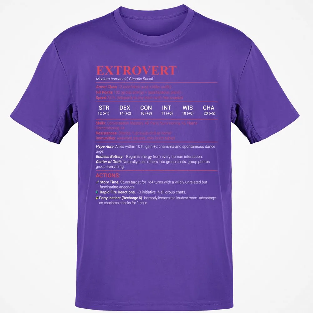 Extrovert Stats Classic Unisex T-Shirt - Purple - 9