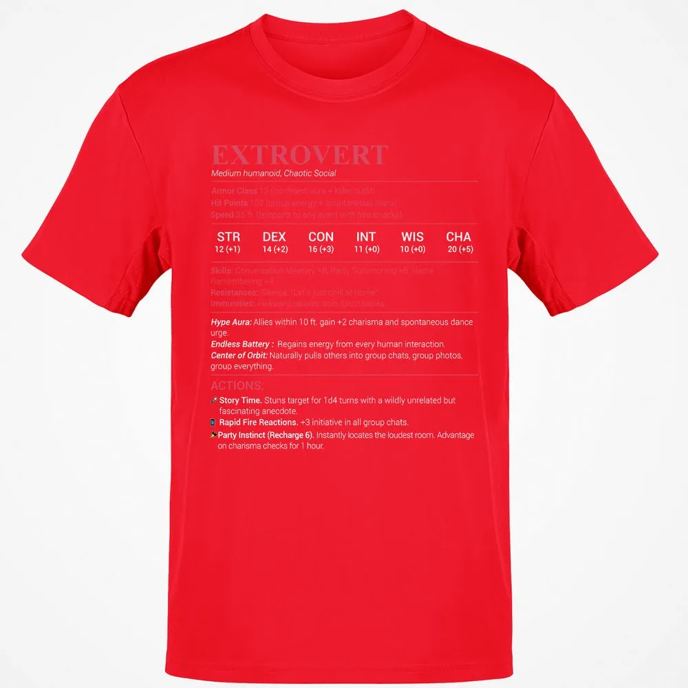Extrovert Stats Classic Unisex T-Shirt - Red - 10