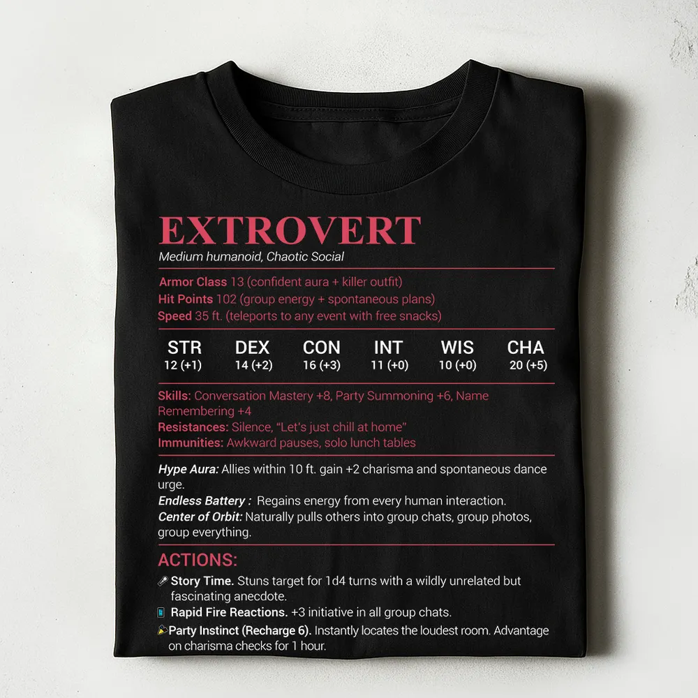 Extrovert Stats Classic Unisex T-Shirt - 1