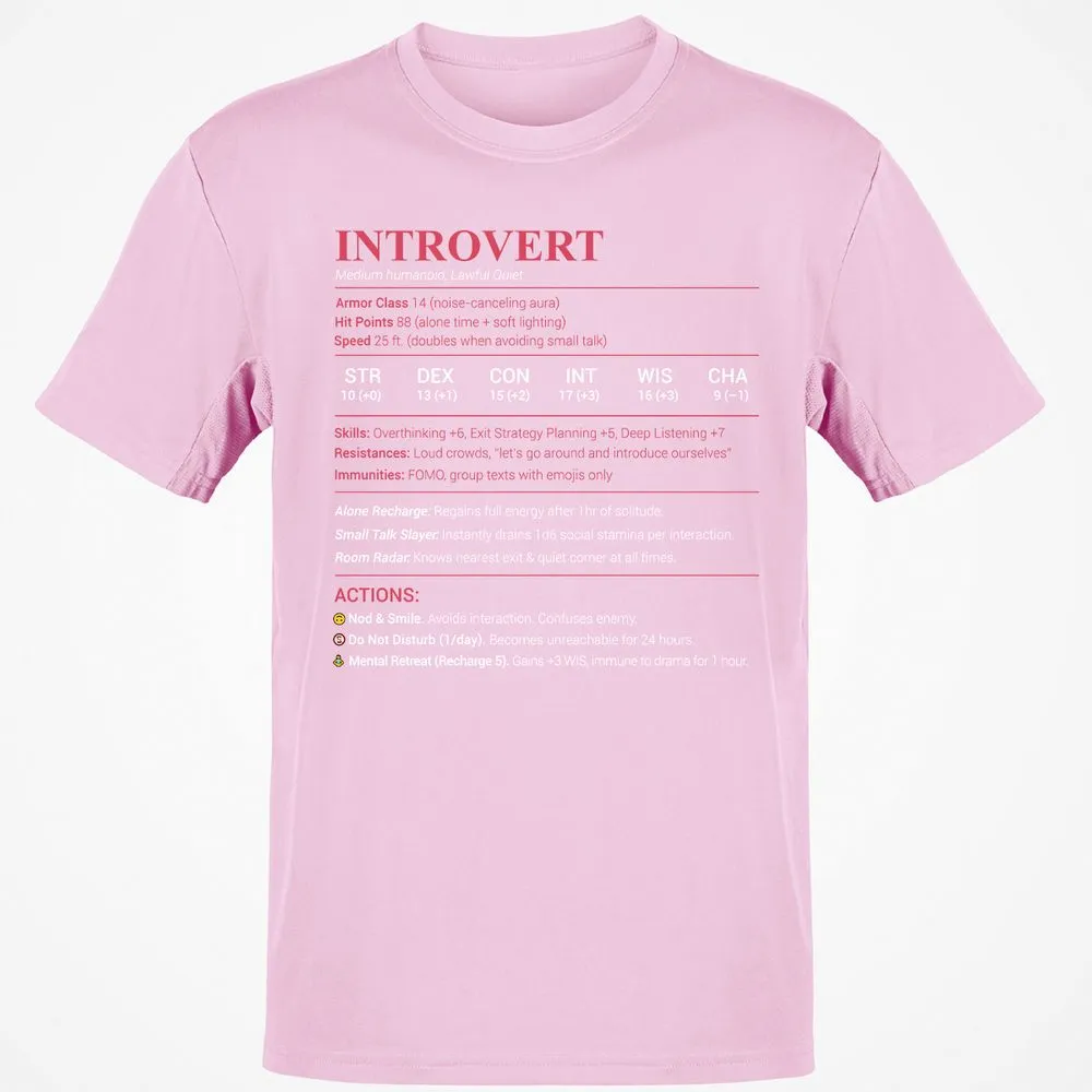Introvert Stats Classic Unisex T-Shirt - Light Pink - 5