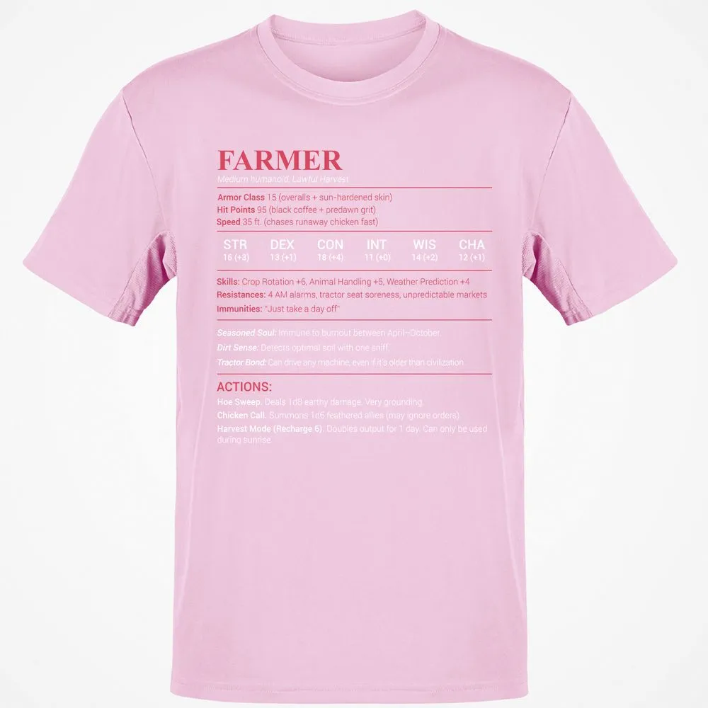 Farmer Stats Classic Unisex T-Shirt - Light Pink - 5
