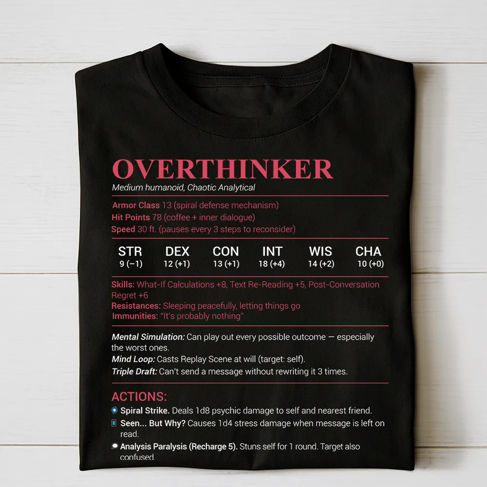Overthinker Stats Classic Unisex T-Shirt - 1
