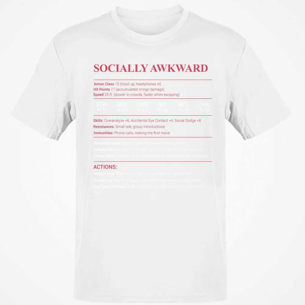 Socially Awkward Stats Classic Unisex T-Shirt - White - 12