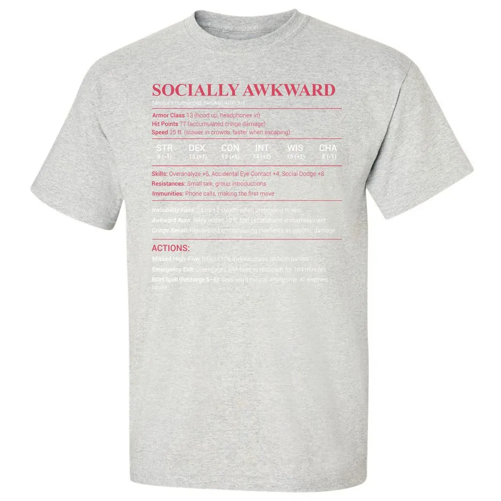 Socially Awkward Stats Classic Unisex T-Shirt - Ash - 2