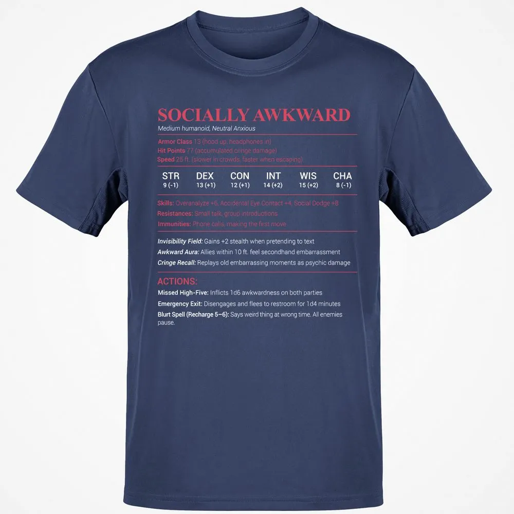 Socially Awkward Stats Classic Unisex T-Shirt - Navy - 7