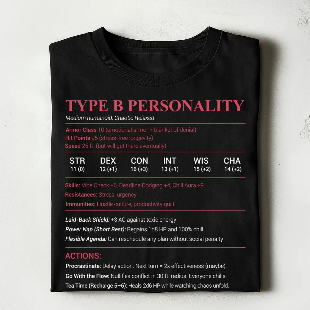 Type B Stats Classic Unisex T-Shirt - 1