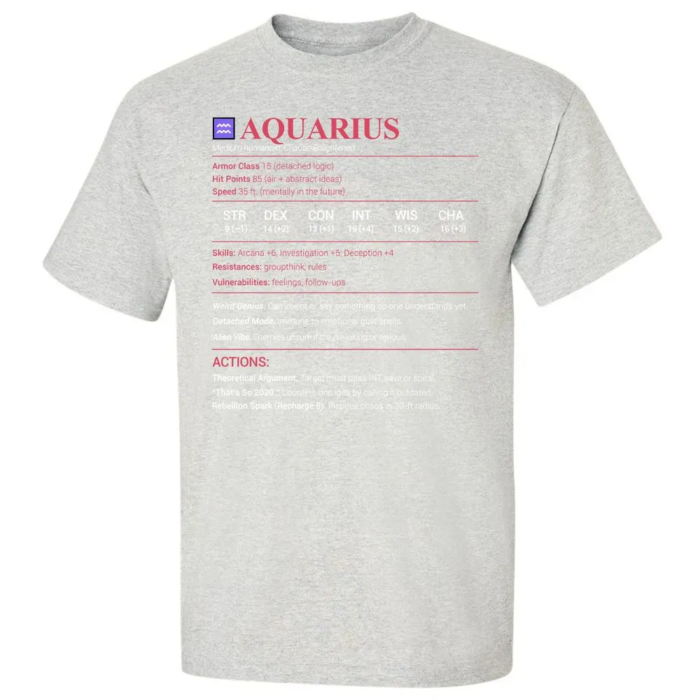 Aquarius Stats Classic Unisex T-Shirt - Ash - 2