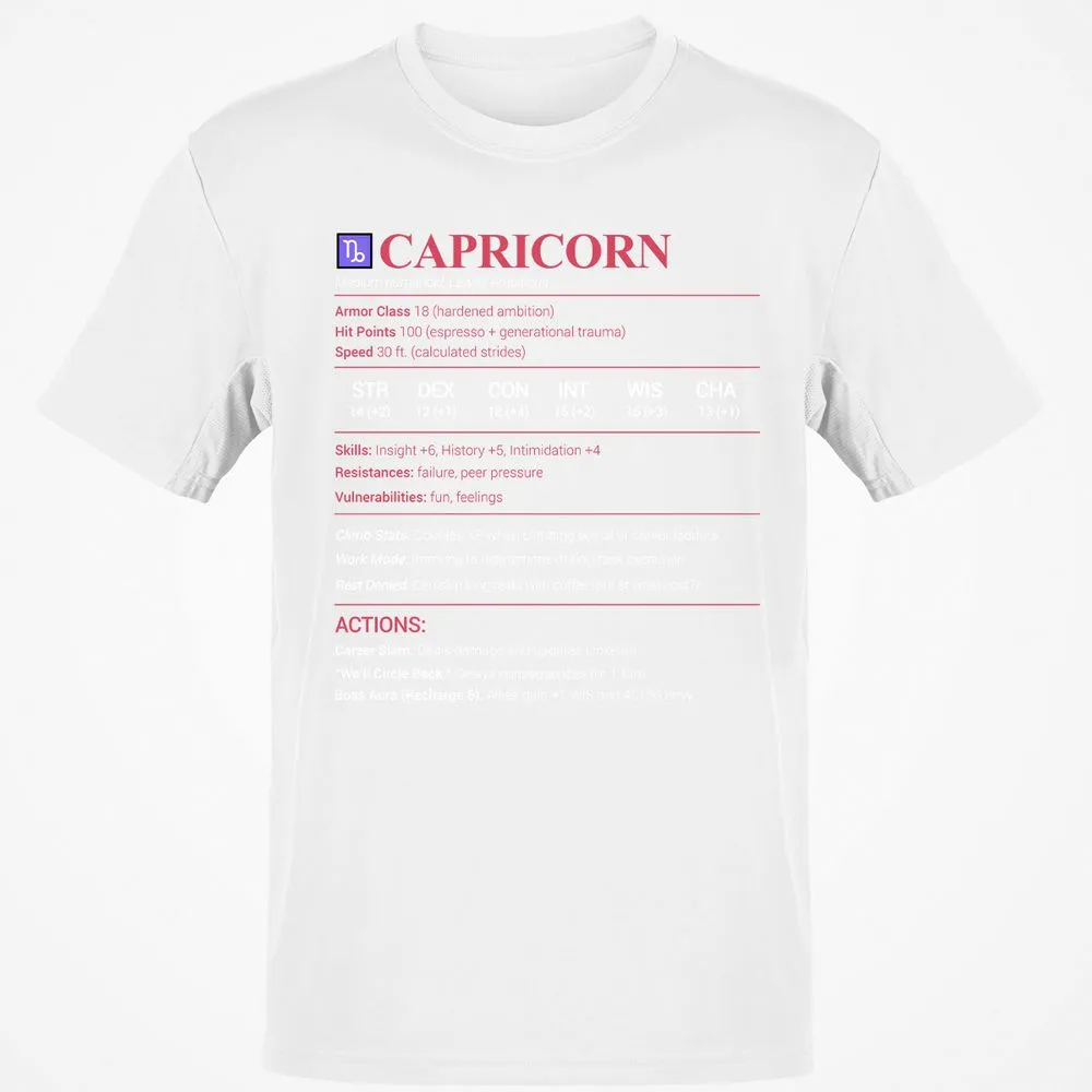 Capricorn Stats Classic Unisex T-Shirt - White - 12