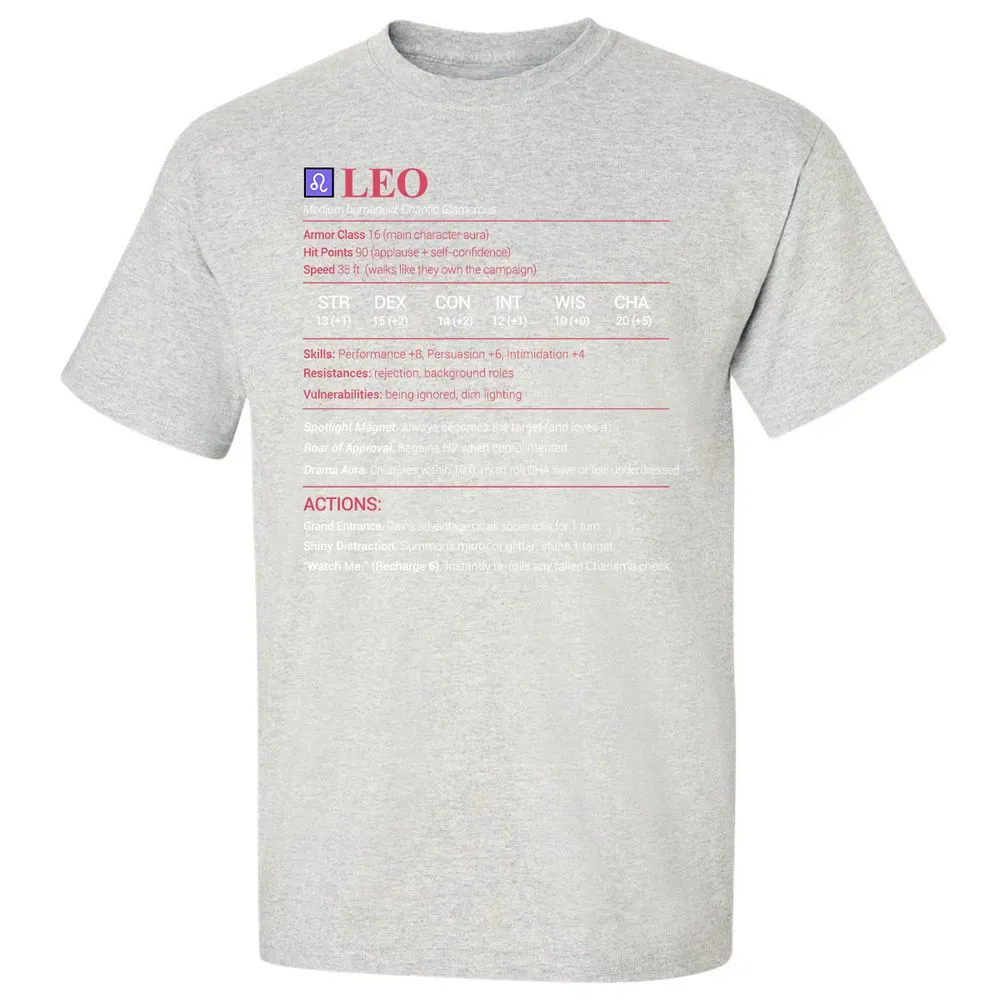 Leo Stats Classic Unisex T-Shirt - Ash - 2