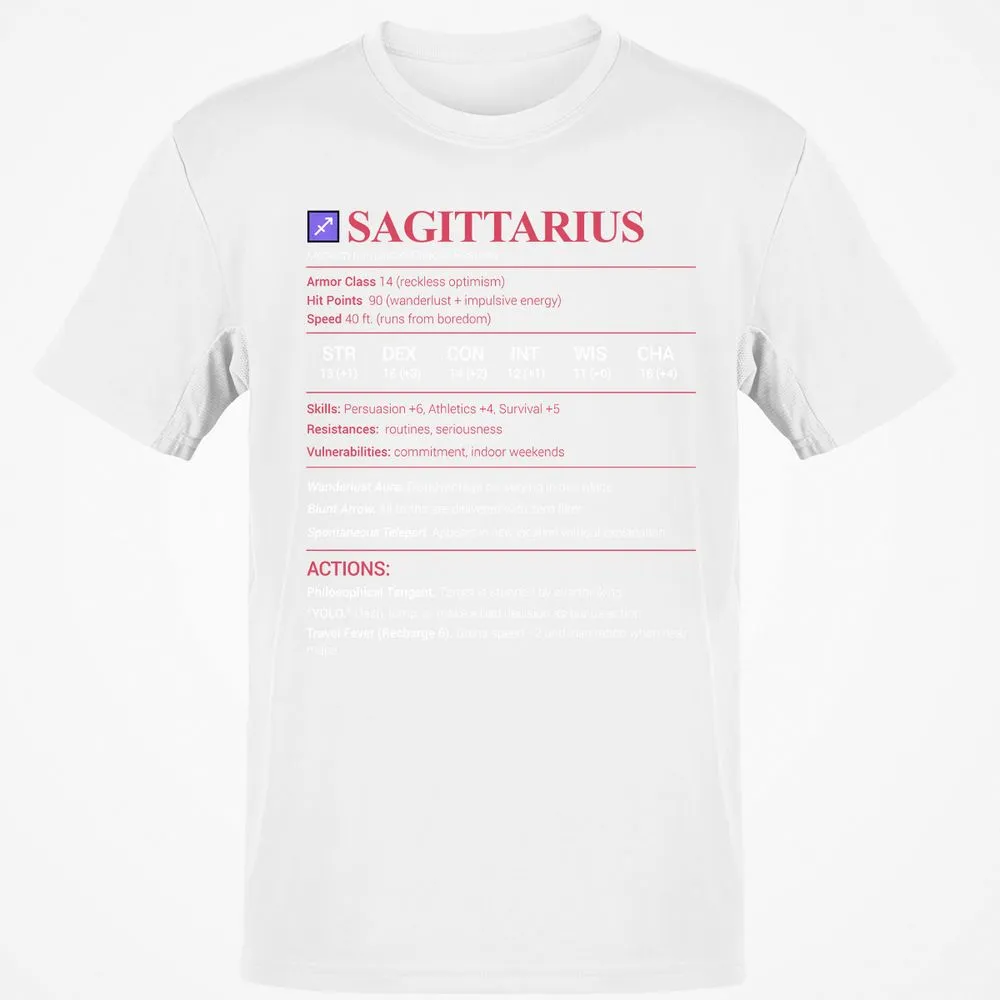 Sagittarius Stats Classic Unisex T-Shirt - White - 12
