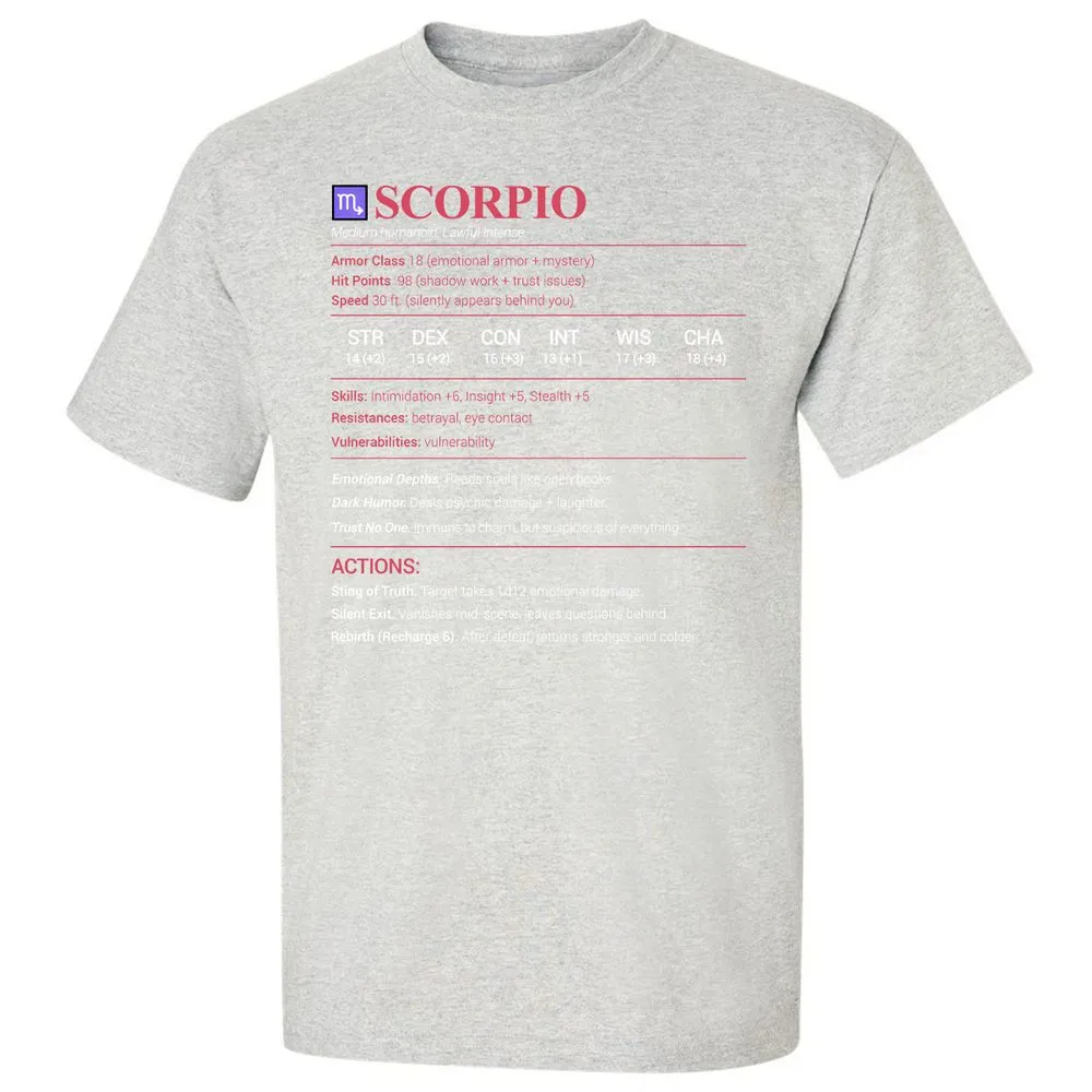 Scorpio Stats Classic Unisex T-Shirt - Ash - 2