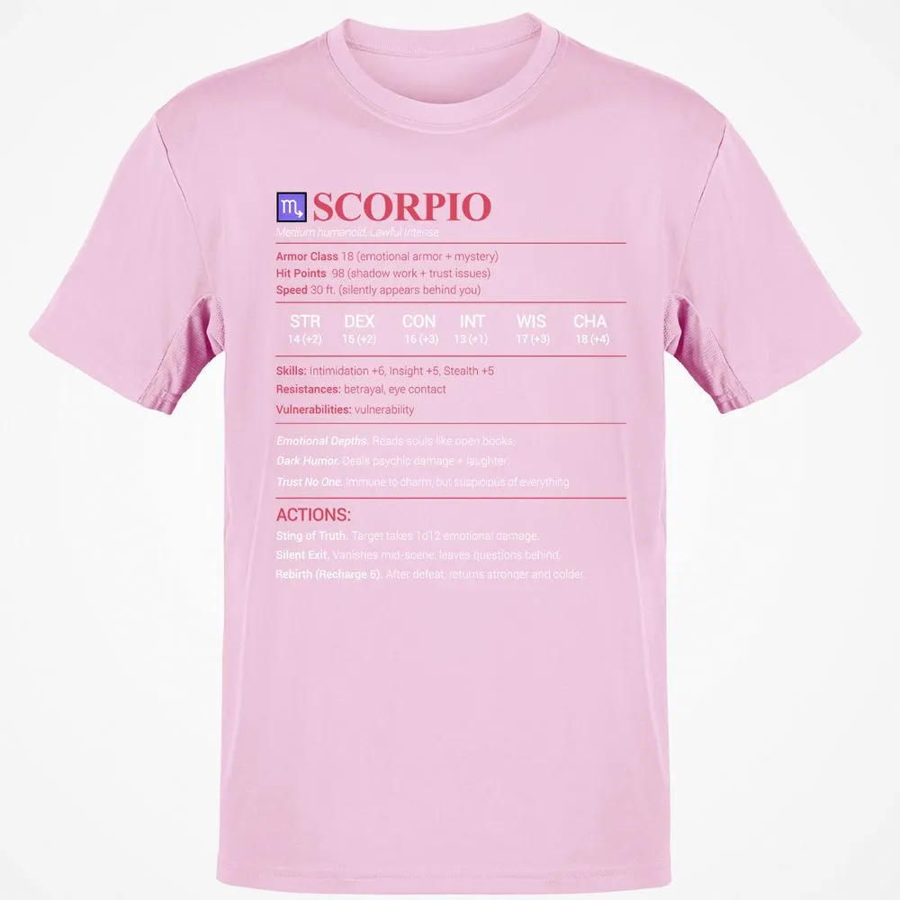 Scorpio Stats Classic Unisex T-Shirt - Light Pink - 5
