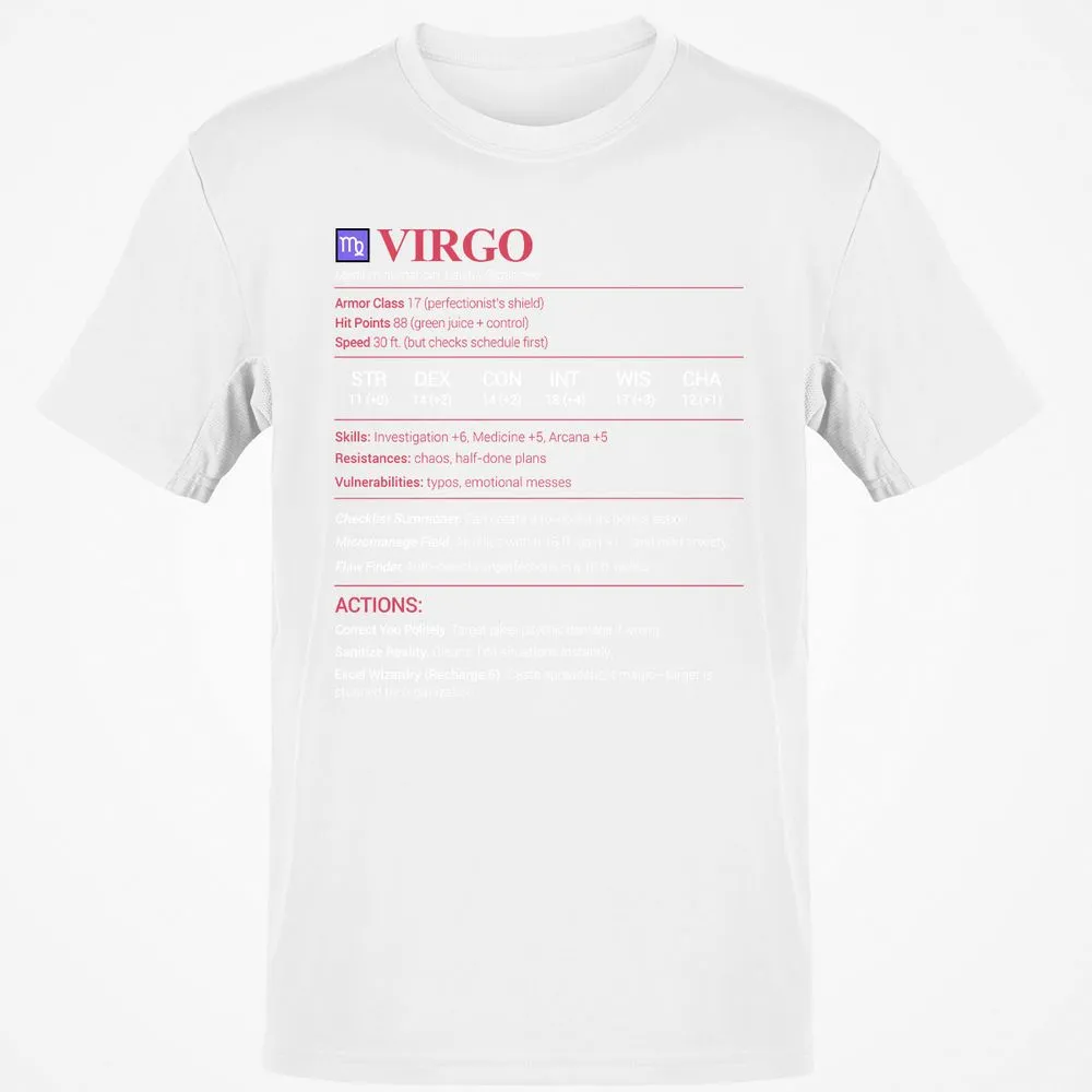 Virgo Stats Classic Unisex T-Shirt - White - 12