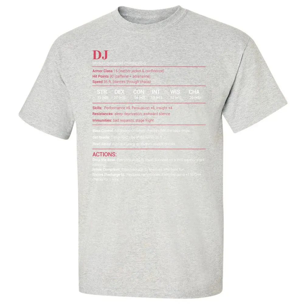 DJ Stats Classic Unisex T-Shirt - Ash - 2