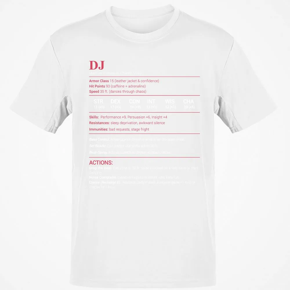 DJ Stats Classic Unisex T-Shirt - White - 12
