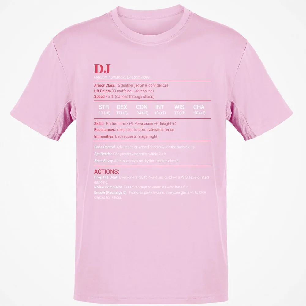 DJ Stats Classic Unisex T-Shirt - Light Pink - 5